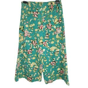 Beautees Womens 10 Green Floral Wide Leg Culotte Pants Gaucho Shorts